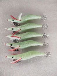 Accessories MR OTOPUS15 pcs squid jig,squid hook,fishing lure ,glow 3.0#, 11.5cm , 16g.WOOD SHRIMP.hard lure ,fishing tackle ,luminous jigs