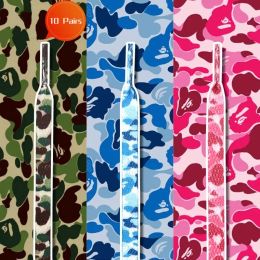 Shoelaces 10 Pairs Camouflage Printing Shoelaces Trend Personality Sneakers Sport Casual Basketball Shoes Laces Men Army HIghtop Women