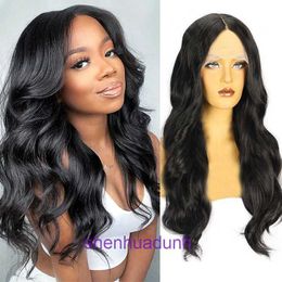 Wigs hairpieces for women human hair 13 * 4 front lace wig womens black long curly synthetic fiber headband body wave