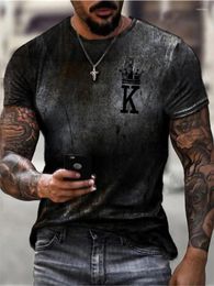 Men's Tank Tops King's T-Shirt Mens Graphic Casual 3D Summer Letter Printed Round Neck Short Sleeve Men Street Style Oversize Male T Shirts