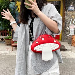 Evening Bags Funny Mushroom Shape Messenger Shoulder Bag Cute Cartoon Girl Crossbody Satchel Women Leather Chain Handbag Purse