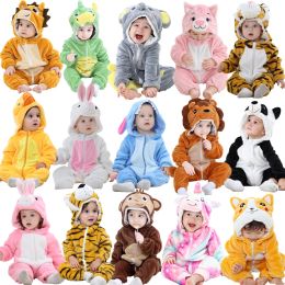 One-Pieces Kids Onesie Pyjamas Animal Panda Tiger Unicorn Ropa Bebe Baby Rompers Winter Kigurumi Cow Costume for Girl Boy Overalls Jumpsuit