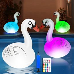 ocean shipping Solar Swan Pool Lights Last Up To 12h LED Inflatable Floating Swan Lights for Outside Patio/Garden for Wedding Party Decoration