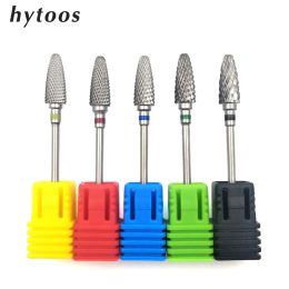 Bits HYTOOS 5 Size Tungsten Carbide Nail Drill Bit 3/32" Rotary Manicure Cutters Bits For Manicure Drill Accessories Gel Removal