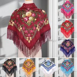 Scarves Ethic Style Floral Print Shawl Fringed Elegant Soft Women Blanket Scarf Fall Winter Middle-Aged Square Neck Wrap