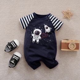 One-Pieces Summer Boys and Girls Cute Navigator Comfortable and Casual Cotton Short Sleeve Round Neck Baby Bodysuit