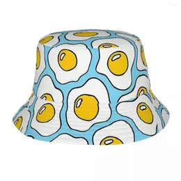 Berets Fried Eggs Bucket Hat For Couple Funny Pattern Fisherman Hats Classic Fishing Caps Personality Outdoor Design Visor