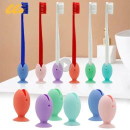 Heads Suction Toothbrush Holder Portable Travel Cute Standing Traceless Tooth Brush Cover Fish Shape Silicone Suction Cup Bathroom Too