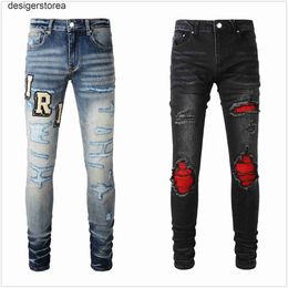 designer jeans per jeans da uomo pantalone strappato marchio di moda hip hop high street pantalones vaqueros para hombre moto ricamo da motociclista