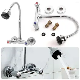 Kitchen Faucets Wall Mount 360° Pipe Swivel Chrome Pull Down Sink Spray Faucet Mixer Tap