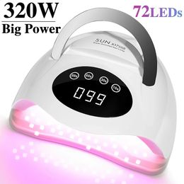 320W UV Light Dryer for Nails Gel Polish with 72 Lamp Beads 4 Timer Setting HD Display Screen Auto Sensor Professional Nail 240415
