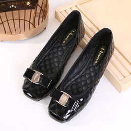 Comemore 2024 Spring Autumn Leather Flat Shoes Women Shallow Mouth Women's Shoe Soft Bottom Large Size Casual Ballet Flats Black