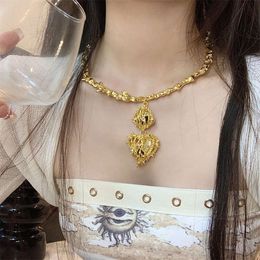 Heavy Industry Gold Necklace Design with Collar Chain Middle Age Neckchain Love Flower Earrings Womens Set