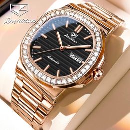 Wristwatches JSDUN 8953 Luxury Business Mechanical Watch For Men Dual Calendar Waterproof Luminous Wrist Watches Simple Dial Automatic