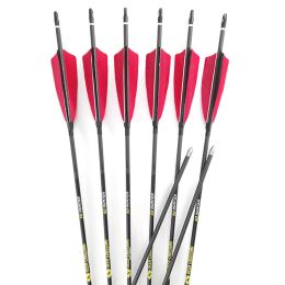 Arrow Archery Carbon Arrow Hunting Spine 500 600 700 800 900 30 inches Shafts Turkey Vanes Recurve Bow Longbow Shooting 6/12PCS