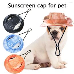 Dog Apparel Summer Pet Hat With Ear Holes Sunscreen Hats For Small Medium Dogs Outdoor Puppy Dress Up Cap Grooming Accessories