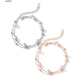 Double Layer Pearl Charm Bracelets Rose Gold Small Fresh Designer Jewellery for Women Elegant Thanksgiving Day