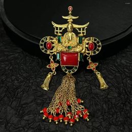 Brooches Vintage Gold-plated Humen Tassel Pendant Brooch Pin Ancient Style Eastern Classic Unisex Brouch Jewelry Accessories