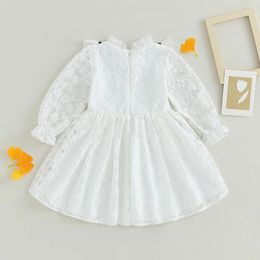 Girl Dresses Kids Toddler Clothes Set Lace Ruffle Long Sleeve A-line Dress Princess Birthday Party Tutu