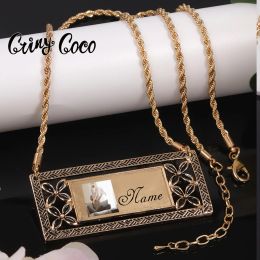 Necklaces Valentine's Day Female Personalised Custom Name Necklace Hawaiian Jewellery Pendant Photo Necklaces for Women Family Free Shipping