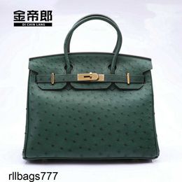 Handbag Ostrich Womens Handbags Platinum Hand Sewn Wax Thread Fashion Trend Classic 30 Bags Handmade Genuine Leather