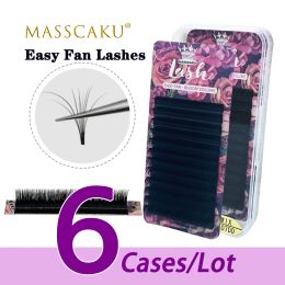 Eyelashes 6case/lot MASSCAKU sell 0.05 0.07 thickness easy fan camellia eyelash extension 820mm & mix length natural autofans eyelashes