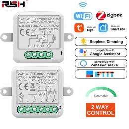 Control Tuya Wifi&ZigBee Smart Dimmer Switch Module 2 Way Dimmable Light Switch APP Remote Control Work With Alexa Google Home