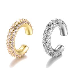 Earrings IPC Round C Shape Cartilage Clip Earrings For Women Fake No Pierced Earrings AAAA Zirconia Geometric Jewellery Gold Silver Colour