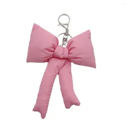 Keychains Elegant Pink Bow Keychain Large Bowknot Keyring Simple Key Rings Phone Lanyard Bag Backpack Pendant Sweet Couple Gift Chains
