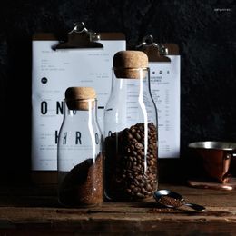 Storage Bottles Cork Glass Seal Coffee Beans Candy Bottle Modern European Style Home Office Jar Organiser