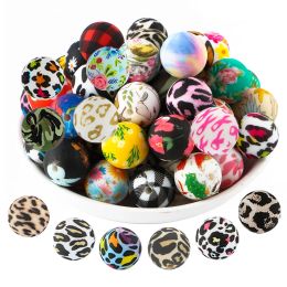 Strands Sunrony 50500pcs 15mm Round Leopard Printed Silicone Beads For Jewellery Making Bulk Beads Use On Pen Charms For Bracelet