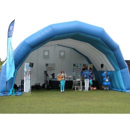 12mWx6mLx5mH (40x20x16.5ft) Ourdoor Event Mobile Inflatable Stage Roof Giant Blue And White Inflatables Stages Cover Dome Tunnel tent For Sale