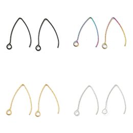 Components 100Pcs Stainless Steel V Shape Earring Hooks Findings with Loops For Women DIY Earring Craft Jewellery Making Accessories