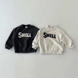 Sweaters Korea Baby Boys Sweatshirt Loose Fashion Letter Sports Sweatshirts Toddler Girl Pullover Sweater Cotton Tops Boy Kids Clothes