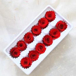 Faux Floral Greenery 12Pcs B Grade 3-4Cm Preserved Flowers Immortal Roses Wedding Party MotherS Day Gift Diy Immortal Flower Material Gift Box T240422