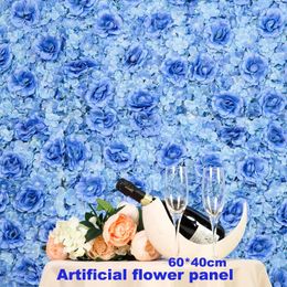 Decorative Flowers Flower Wall Panel Artificial Panels For Party Wedding Decoration Bridal Shower Decor Blue Silk Floral Plants