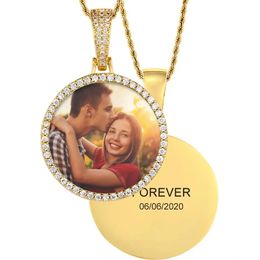 Round Memory Medallions Custom Picture Pendant Necklace for Men Hip Hop Jewellery Large Size Po Pendant 240419