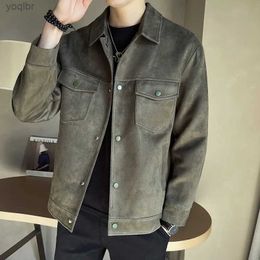 Men's Jackets 2018 High quality suede jacket for mens business and leisure social street clothing bomber jacket lapel windproof jacket mens clothingL2404