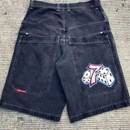 Men's Shorts Y2k Retro Gothic Pattern embroidery JNCO Denim Shorts 2000s Style Hip Hop Bag Summer Mens Beach Jeans Jorts Gym Shorts