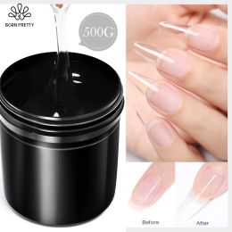 Gel BORN PRETTY 500g Clear Nail Extension Gel Polish Cream Medium Soft Cover Shade Nude Pink White Fast Extending UV Nail Hard Gel