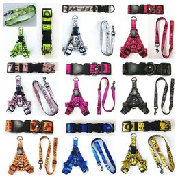 Dog Collars Leashes Step In Designer Harness And Set Classic Letters Pattern Collar Leash Safety Belt For Small Medium Large Dogs Dhuds