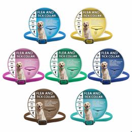 Dog Collars Leashes Pet Flea And Tick Collar Protects From Biting Insects Adjustable Fits Both Dogs Cats Built-In Plant Based Form Dhmfn