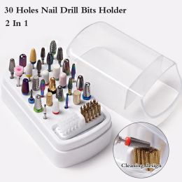 Bits Hot 30/48 Holes Nail Art Drill Storage Box Grinding Polish Head Bit Holder Display Nail Drill Bits Organiser Nail Stand Manicure