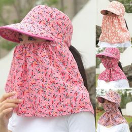 Wide Brim Hats UV Protection Sun Hat Breathable Flower Pattern Women Lightweight Face And Neck Protective Cover Fishing Hunting Hiking