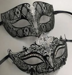Metal Filigree Rhinestone Venetian Masquerade Couple Mask Pair Ball Event Wedding Party Mask Lot Costume MEN WOMEN 2024424