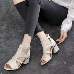 Casual Shoes Women Sandal Ladies Chunky Heel Elegant Summer Slippers Outside Open Toes Female Slides Fashion Woman High Zapatillas Mujer