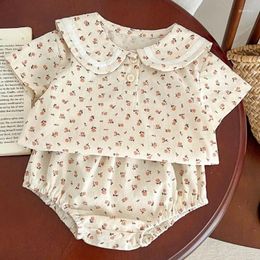 Clothing Sets 2Pcs Baby Girls Summer Fashion Clothes Set Children Flower Print Short Sleeve Top Shorts Born Cute Girl Korean Thin