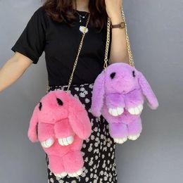 Cute Plush Rabbit Single Shoulder Bag Crossbody Bags Japanese Bunny Stuffed Rabbit Toy Children School Backpack Kids Gift Toys 240424