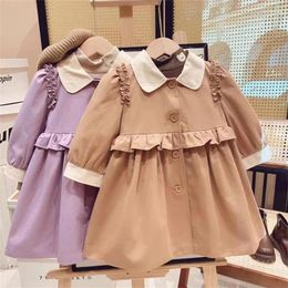 Coat Girls Trench Coats Spring Autumn 2024 Children Cotton Long Jackets For Baby Outerwear Clothes Kids Outdoors Tops Outfits 4 5 6 7