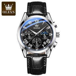 Wristwatches OLEVS Quartz Watch for Men Top Brand Luxury Watches Moon Phase waterproof Mens watches Fashion Chronograph Wrist Watches For Men 240423